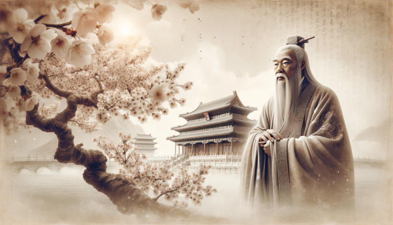 image inspired by the article on Confucius. It visually captures the essence of his teachings and the serene wisdom he is known for. This image, with its blend of traditional Chinese elements and philosophical depth