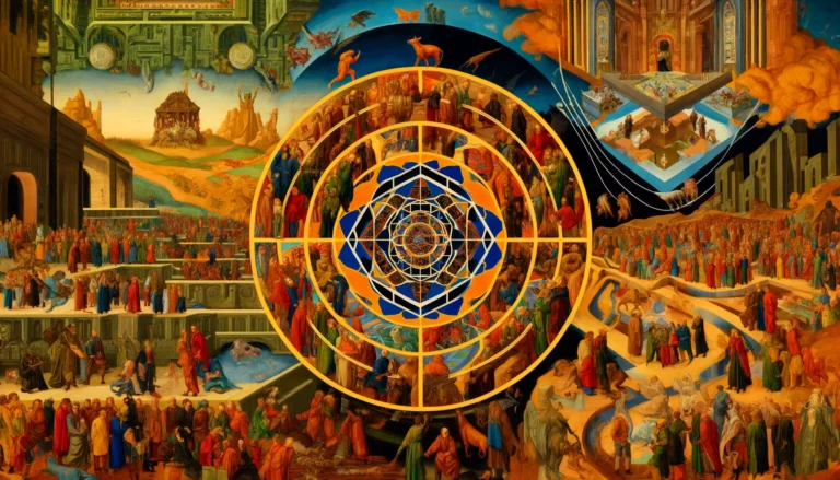 Image reflecting the philosophies of René Girard, capturing the dynamics of mimetic desire, the scapegoat mechanism, and the origins of violence in human societies.