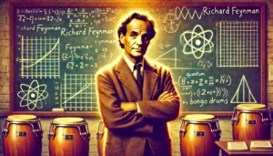 image featuring Richard Feynman, capturing his essence as a physicist and a multifaceted individual