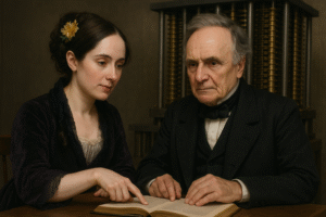 Charles Babbage and Ada Lovelace.