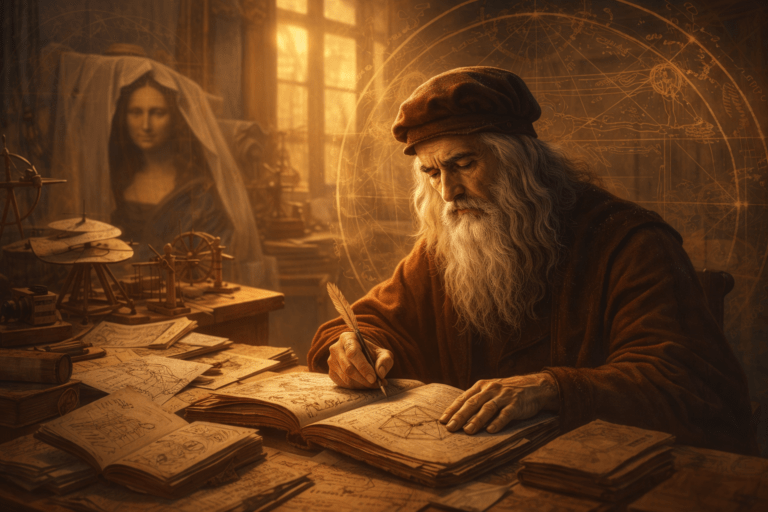 Leonardo in his creative studio